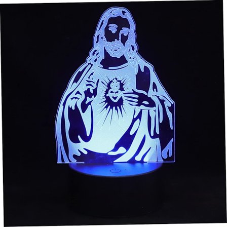 Jesus Lampe LED Skrivebordslampe LED Nattelys Liten Nattelampe Jesus Illusjon Hologram Lampe 3D Illusjon Lys Akryl 3D Akryl Visualisering Natt