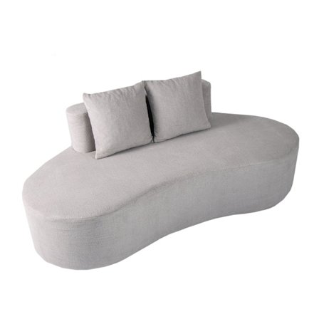 199 cm harmaa vuodesohva kahdella tyynyllä, matala selkänoja