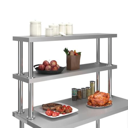 Vidaxl Överhylla För Arbetsbord 2 Hyllplan 120x30x65 Cm Rostfrit