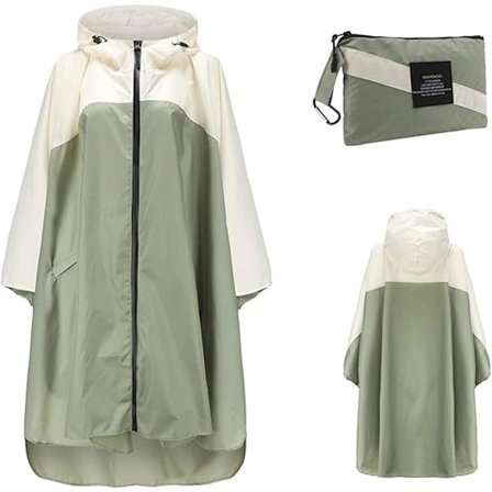 Vandtæt regnponcho til damer, stilfuld genanvendelig letvægts udendørs regnjakke med hætte