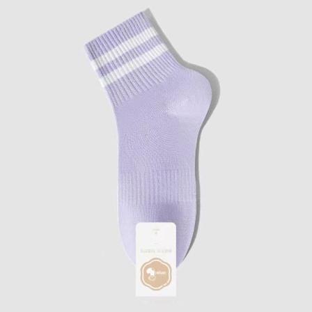 1pari Combed Cotton Fashion soild Sukat värikäs raita Sukat Purple