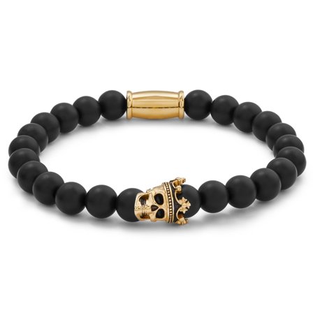 Vasilios Goudkleurige Onyx Armband voor mannen - Kralenarmbanden