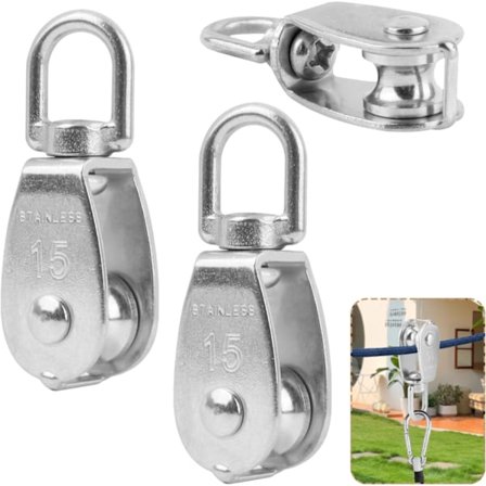 3-pakkaus köysipyörä, ruostumattomasta teräksestä valmistettu pyörä, Roller M15 -pyöräsarja, yksittäinen sarja, teräsköysipyörä, sopii 3-8 mm:n 