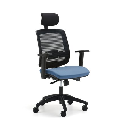 Krzesło biurowe STANLEY, zagłówek i podłokietniki, jasnoniebieski