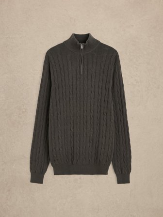 John Henric Men's Grüner Zip Pullover Regular Fit Size S