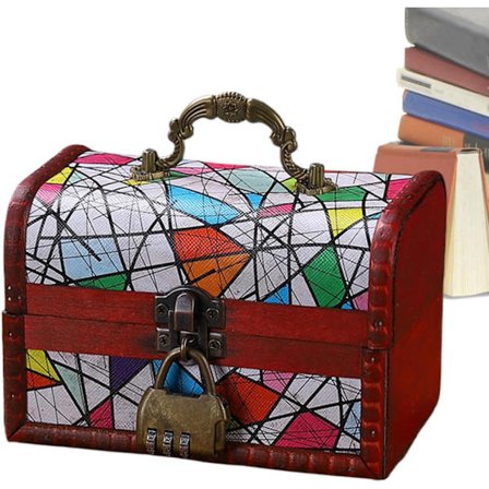 Smykkeskrin i træ med lås, øreringe/armbåndsorganisator, vintage dekorativ opbevaring