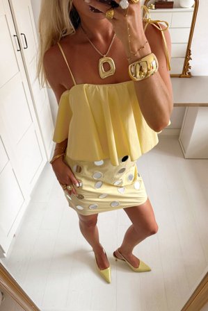 Scandivv x NA-KD verziertes Minikleid - Sommerkleider - Gelb - EU 32