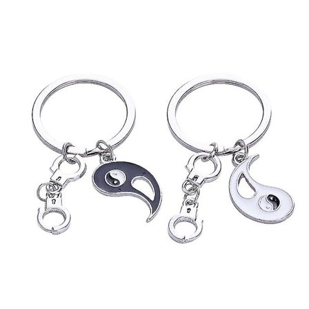 1 Par Kreative Tai Chi Diagram Nøkkelringer Håndjern Nøkkelring Mote Henger Ornament
