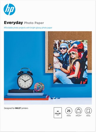 HP Everyday glättat fotopapper-25 ark/A4/210 x 297 mm, 829160102795