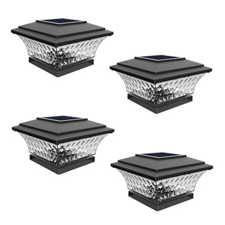 4 st solcellslampor för stolpar, utomhusbelysning, däck, staket, två lägen, varmvitt, färgskiftande, lämplig för trä, borstad koppar