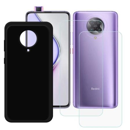 MY Black Case til Xiaomi Poco F2 Pro (6,67") + 2 x hærdet glas, HD beskyttelsesfilm - TPU Silikone Cover Case Shell.