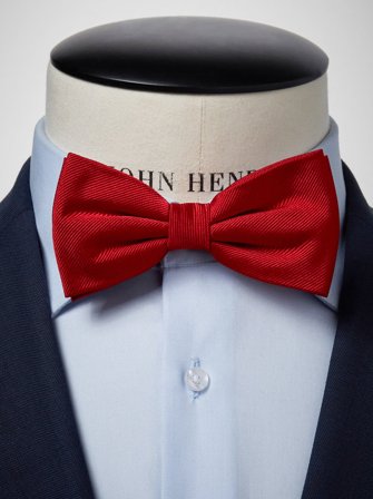 John Henric Men's Red Bow Tie Plain Size Pre-tied