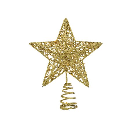 Guldglimmerstjerne til toppen af juletræet - 15 cm
