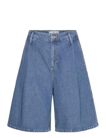 Pleated Denim Bermuda Jorts Bottoms Shorts Bermudas Blue Mango