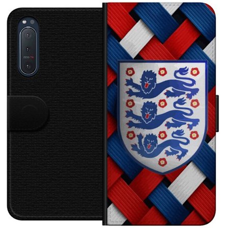 Yhteensopiva Lompakkokotelo Sony Sony Xperia 5 II Graafinen Englanti-aihe heraldisilla leijonilla ja punaisella, valkoisella ja sinisellä punotulla k