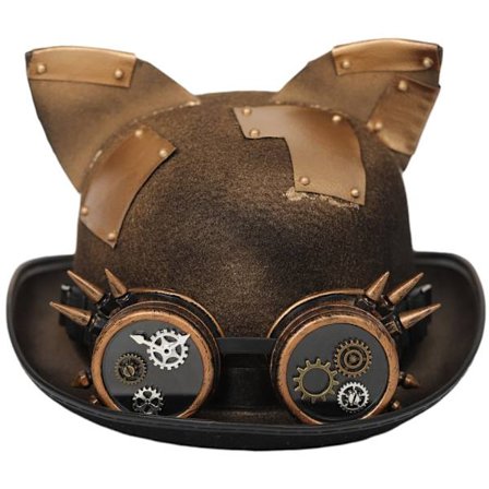 Steampunk-hat med katteører til kvinder - One Size - Bronzefarvet
