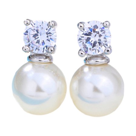 Perleøreringe til kvinder, hvide perle dråbeøreringe sterlingsølv allergivenlige stikøreringe