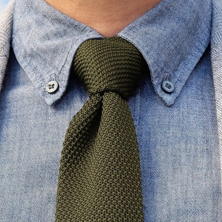 Corbata de punto verde militar para hombres - Corbatas lisas