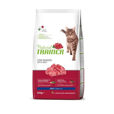 Natural Trainer Crocchette Con Manzo Per Gatti Adulti Sacco 1,5kg