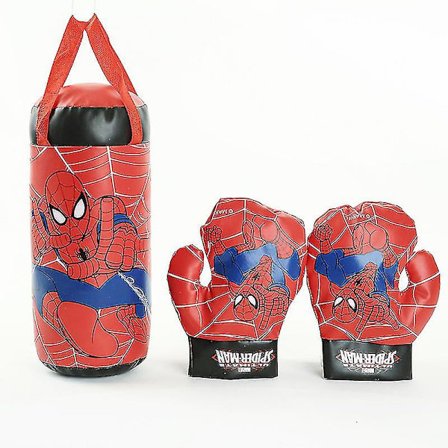 Bokse leketøysett Spiderman trykk stressavlastning PVC dekompresjons punching bag hansker for barn-rød