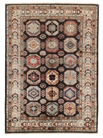 Tecido À Mão Kazak Ariana Tapete 147X202 Lã Castanho/Preto Pequeno
