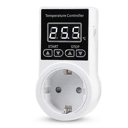 1 st Termostatuttag med sensor, digital temperaturkontrolleruttag, vattentät temperaturströmbrytare EU-kontakt