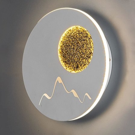 13W Inomhusvägglampa, Mån- och Bergsmönsterdesign Vägglampa Naturligt Vit 4000K Designer Vägglampa, Vit Lampa