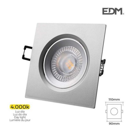 Indbygget LED-downlight - EDM - 31634 - 5W 380 lumen - 4000K - firkantet kromramme Naturvit
