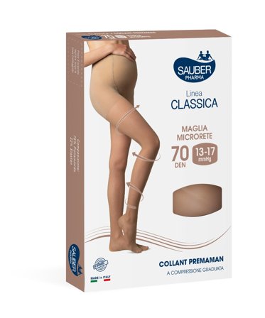 Sauber Linea Classica 70 Den Collant Premaman Maglia Microrete