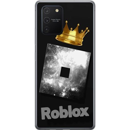 Kompatibelt Mobildeksel til Samsung Samsung Galaxy S10 Lite Minimalistisk svart og sølvfarget Roblox-symbol med gylden krone og luksuriøs gamer-este