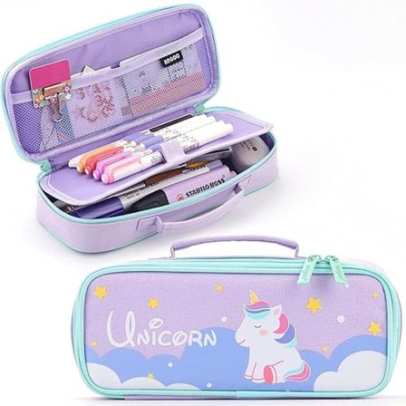 Sommerudsalg Sødt Enhjørning Penalhus - Mellemstørrelse, Bærbart, Multifunktionelt Penalhus med Rum til Piger, Børn, Teenagere - Lilla