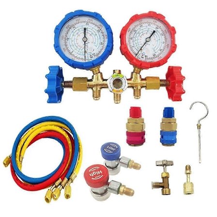 Ilmastointihuoltosarja kylmäaineen mittauslaitteella R410A R32 R134A ilmastointilaitteille ja kylmäkoneille