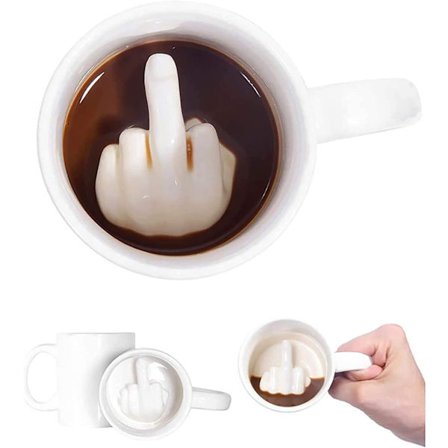 Tommel opp keramisk krus, 3D morsom kaffekrus med langfinger inni keramikkkopp, 11 oz