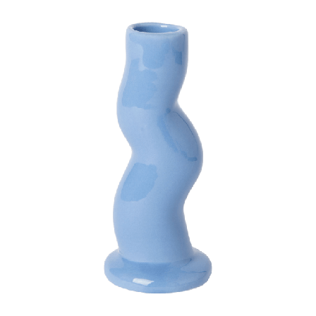 Åhléns Home Ljusstake i stengods WAVE 13 cm Ljus & ljusstakar Blå ONESIZE