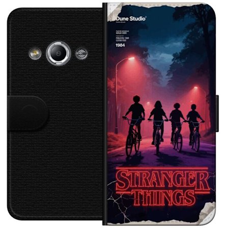 Kompatibelt Lommeboketui til Samsung Galaxy Xcover 3 Stranger Things mørk fantasyillustrasjon med barn og klokke dramatisk rød skrekkdesign inspirer