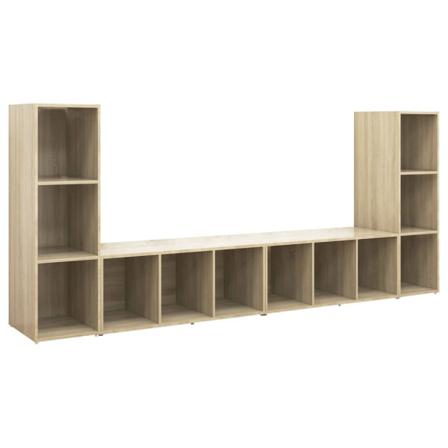 Vidaxl Tv-skåp 4 Delar Sonoma-ek 107x35x37 Cm Konstruerat Trä Brun
