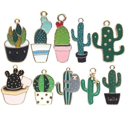 Alloy Plant Cactus Charms Nyckelring Hängen Bag Diy Hängen (blandad stil)