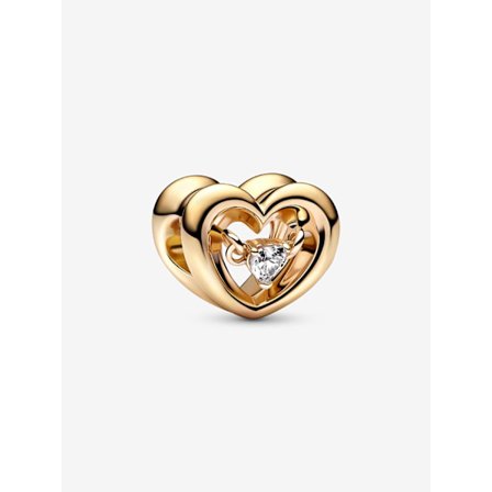 - Radiant Heart & Floating Stone Charm - 14k gullbelegg