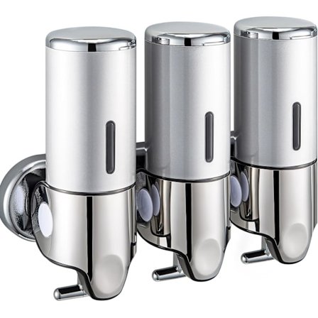 Vægmonteret sæbedispenser, shampoo- og balsamdispenser med 3 rum (500 ml) til brusebad og bad