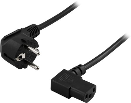 Deltaco Power cord CEE 7/7 - C13 angled, 1,5m, black
