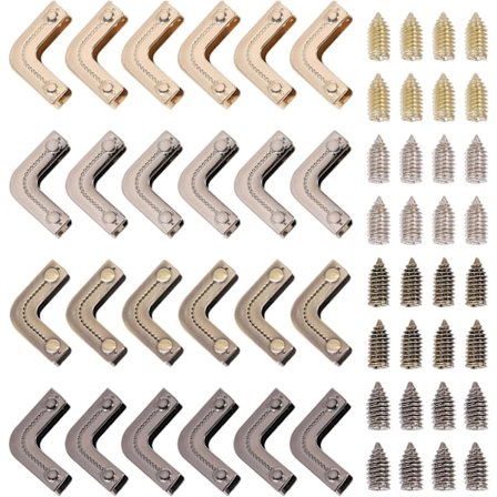 Sæt med 24 dele, 4 metalhjørnebeskyttere til håndtasker, fire farver, dekorative hjørnebeskyttere til håndtasker, punge, bøger og fotorammer, mix