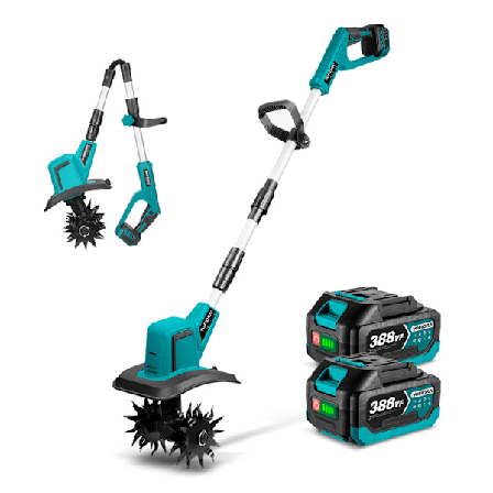 8 tums borstlös sladdlös jordfräs hopfällbar 20 cm med 2 batterier