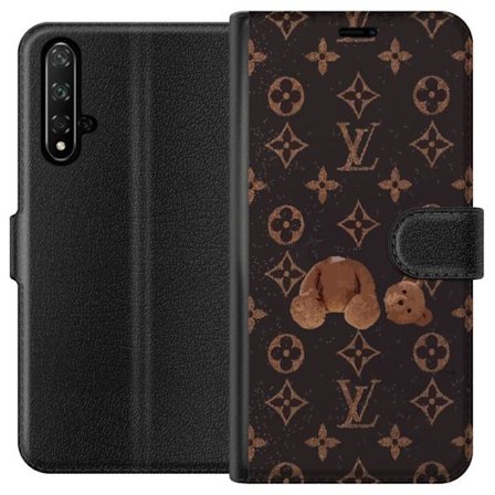 Yhteensopiva Lompakkokotelo Honor Honor 20 Ylellinen monogrammikuvio rikkinäisellä nalletaustalla pimeässä muotiestetiikassa