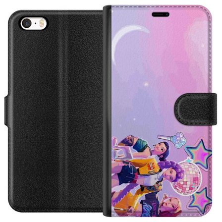 Yhteensopiva Lompakkokotelo Apple iPhone 5s Tulevaisuuden popikoni neonvärien, diskoelementtien, tähtien ja pastellivärisen avaruustaivaan kera.