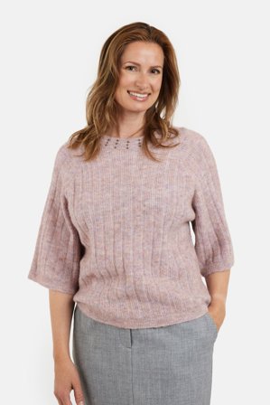 B. COPENHAGEN - Langærmet Strik - Rosa - Perle Detalje