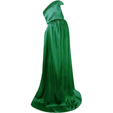Unisex Vuxen Huvförsedd Cape Fullängd Halloween Jul Kostym Party Mantel Storlek 110 cm till 170 cm Grön 170CM/67"