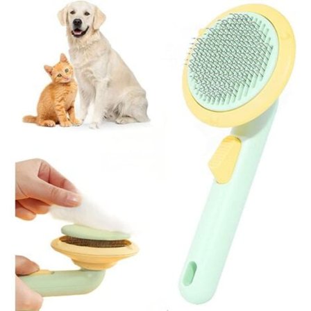 Hund- och kattborste, självrengörande borste för döda hår, effektiv borttagning av upp till 95 % av döda hår, borste för hund- och kattvård