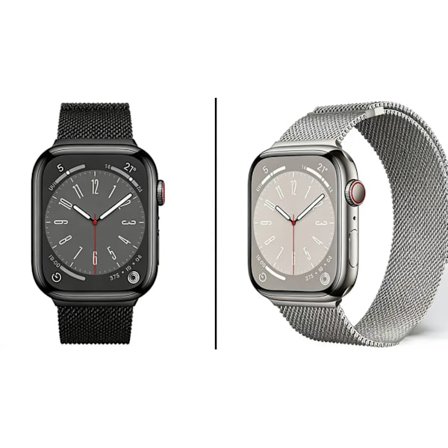 Milanese Loop-reim for Apple Watch, rustfritt stål, magnetisk spenne - 38/40/41 (med kobling) - Stjerneskinn + Svart