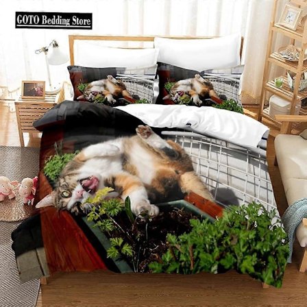 v482 Sängkläder Dropshipping Sänglinne Set Påslakan Örngott Sovrum Sängöverdrag Set - St Ropa De Cama Sött Husdjur Katt Sängset x 3-delat Sängkläder S