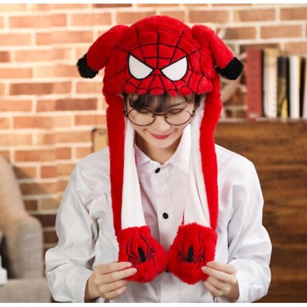 Mub- Spiderman Bunny hat with air pumping and Moving Ears Plush Cute Animal Cap Funny Rabbit Hats for adults baby Bunny Hats(Nonluminous)
